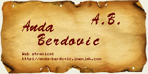 Anda Berdović vizit kartica